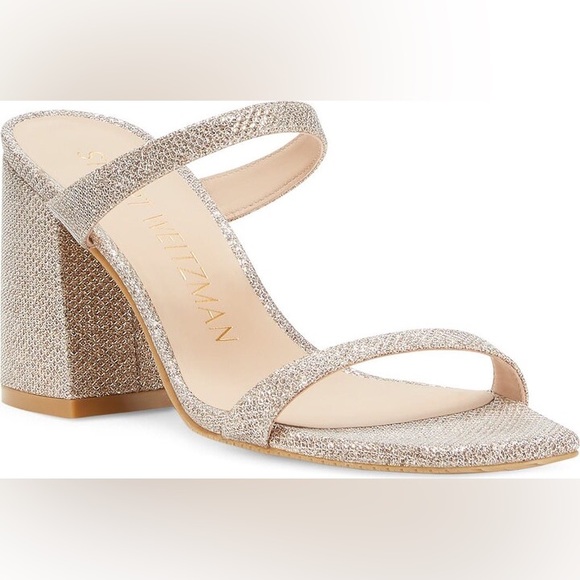 STUART WEITZMAN Flareblock 85 Slide Sandal In Poudre 6 - Picture 1 of 7